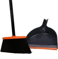 treelen angle broom and dustpan set with convenient broom handle snap-on, vibrant orange logo