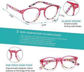 img 3 attached to Pattern Print Round Reading Glasses for Women - EYEURL 2 Pack Blue Light Blocking Readers with Strength +1.50 - Fashionable Eyeglasses for Ladies