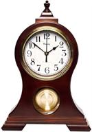 🕰️ retro mantel clock with pendulum: silent vintage table clock for home and office decor in wood color logo