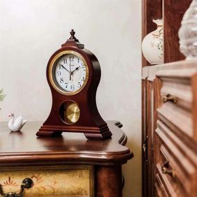 img 3 attached to 🕰️ Retro Mantel Clock with Pendulum: Silent Vintage Table Clock for Home and Office Decor in Wood Color