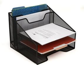 img 1 attached to 📚 Organize Your Desk in Style with the Mind Reader Mesh Organizer Storage - 5 Compartments, Black