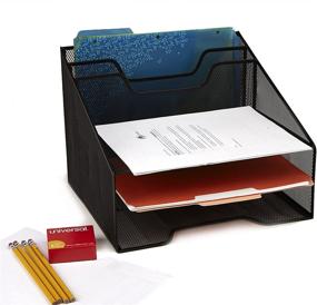 img 3 attached to 📚 Organize Your Desk in Style with the Mind Reader Mesh Organizer Storage - 5 Compartments, Black