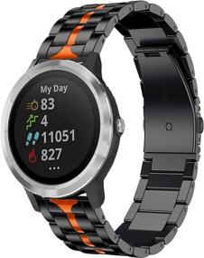 img 4 attached to 🔥 Anrir Compatible for Garmin Vivoactive 3 Band: Quick Release Stainless Steel 20mm Band for Garmin Forerunner 645/245 Music, Garmin Venu/Vivomove 3 44mm, Vivomove HR/Luxe/Style 42mm- Black&amp;Orange