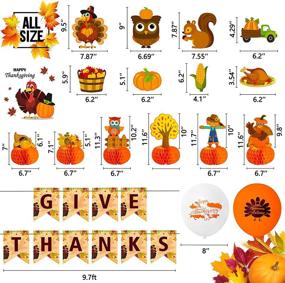 img 2 attached to 🍂 Festive Thanksgiving Party Décor Set: 34-Piece Autumn Theme with GIVE THANKS Banner, Honeycomb Paper Balloons, Maple Leaves Confetti, and Hanging Swirls