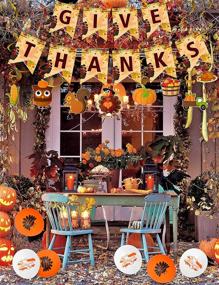 img 3 attached to 🍂 Festive Thanksgiving Party Décor Set: 34-Piece Autumn Theme with GIVE THANKS Banner, Honeycomb Paper Balloons, Maple Leaves Confetti, and Hanging Swirls