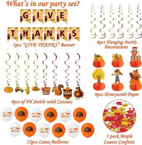 img 1 attached to 🍂 Festive Thanksgiving Party Décor Set: 34-Piece Autumn Theme with GIVE THANKS Banner, Honeycomb Paper Balloons, Maple Leaves Confetti, and Hanging Swirls