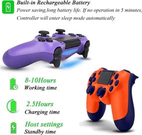 img 1 attached to 🎮 AUGEX Christmas 2 Pack Wireless Controller PS4: New Orange Sunset + Pink Purple Edition | Perfect Xmas Gift for Boys, Girls, Kids, and Families | Not Original Mando