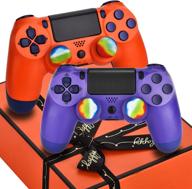 🎮 augex christmas 2 pack wireless controller ps4: new orange sunset + pink purple edition | perfect xmas gift for boys, girls, kids, and families | not original mando logo