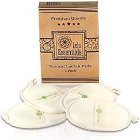 img 1 attached to Lulu Essentials Natural Loofah Pads (4 Pack) - Large Bath, Body, and Shower Sponge Scrubber for Clean and Fresh Skin | Eco-Friendly, All-Natural | Best Body and Face Scrub