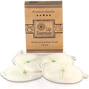 img 3 attached to Lulu Essentials Natural Loofah Pads (4 Pack) - Large Bath, Body, and Shower Sponge Scrubber for Clean and Fresh Skin | Eco-Friendly, All-Natural | Best Body and Face Scrub