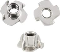 pack of 10 stainless steel 4 prong t-nuts (3/8-16) for furniture, climbing holds, leveling feet - indoor/outdoor use logo