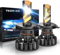 🔆 лампа techmax h4 led, 9003 12000lm 72w 6500k ксеноново-белый комплект для преобразования - супер яркий, настраиваемый угол луча, замена галогенной лампы логотип