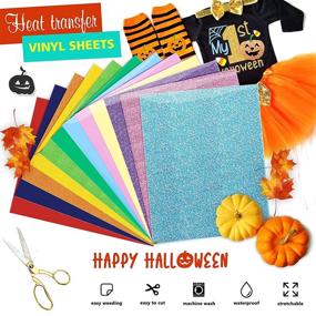 img 3 attached to DoreenBow 12 Sheet HTV Heat Transfer Vinyl Bundle for Shirts Hats - Glitter Iron On Vinyl, Colorful HTV Vinyl 12x10 Inch