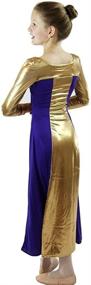 img 2 attached to 👗 Danzcue Girls Metallic Color Block Long Sleeve Praise Dance Dress: Stunning Style for Young Dancers