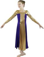 👗 danzcue girls metallic color block long sleeve praise dance dress: stunning style for young dancers логотип