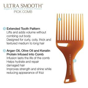img 2 attached to Cricket Ultra Smooth Hair Pick Comb with Argan Oil, Olive Oil, and Keratin for Enhanced Hair Care