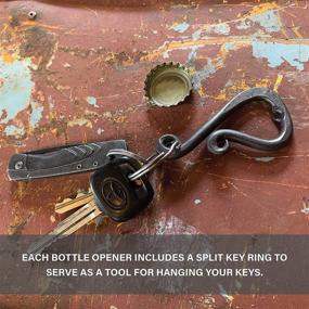 img 1 attached to 🔑 Premium Steel Bottle Opener Keychain: Stylish Key Ring Loop, Durable Rustic Cast Iron & Forged Metal Accessory for Men & Women - Ideal for Everyday Carry - Made In USA by WICKS FORGE