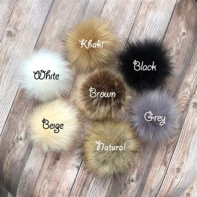img 3 attached to 2-Pack 4-Inch Black Faux Fox Fur Fluffy Pom Pom Balls with Press Button, Ideal for Hats, Scarves, Gloves, Bags, and Accessories - DIY Faux Fur Pom Pom Balls