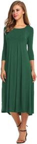 img 3 attached to 👗 Stylish and Comfortable Hotouch Women's 3/4 Sleeve A-line and Flare Midi Long Dress