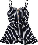 🌸 adorable summer toddler girls suspender romper: fresh floral overalls with button strap & belted one piece jumpsuits - stylish outfits! logo