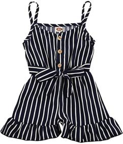 img 4 attached to 🌸 Adorable Summer Toddler Girls Suspender Romper: Fresh Floral Overalls with Button Strap & Belted One Piece Jumpsuits - Stylish Outfits!