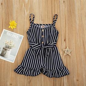 img 3 attached to 🌸 Adorable Summer Toddler Girls Suspender Romper: Fresh Floral Overalls with Button Strap & Belted One Piece Jumpsuits - Stylish Outfits!