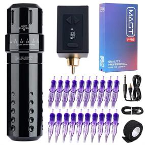 img 4 attached to Complete Mast Flip Rotary Tattoo Pen Machine Kit: Wireless Power, Battery Supply, Cartridges, Needles