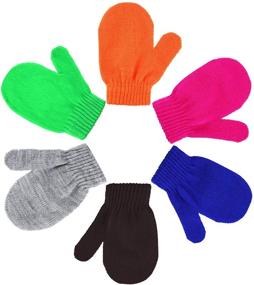 img 1 attached to 🧤 Knitted Toddler Stretch Mittens: Girls' Cold Weather Accessories and Supplies