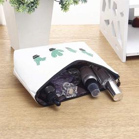 img 1 attached to Stylish and Functional: SUBANG 6 Pack Cactus Pastoral Canvas Pencil Case & Makeup Bag