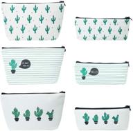 stylish and functional: subang 6 pack cactus pastoral canvas pencil case & makeup bag logo