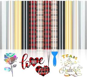 img 4 attached to 🔲 Holographic Buffalo Plaid Red Heat Transfer Vinyl Bundle - Perfect for T-Shirt Designs with Cricut and Other Cutters
