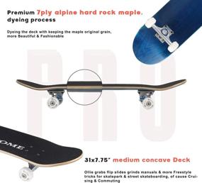 img 2 attached to 🛹 WHOME Skateboards C20 Pro 31x7.75 Double Kick, Concave Complete Skateboard - Pretty Maple Original Grain 7ply Alpine Hard Rock Maple Deck with ABEC-9 Bearings & T-Tool