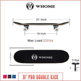 img 3 attached to 🛹 WHOME Skateboards C20 Pro 31x7.75 Double Kick, Concave Complete Skateboard - Pretty Maple Original Grain 7ply Alpine Hard Rock Maple Deck with ABEC-9 Bearings & T-Tool