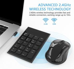 img 3 attached to Ultra Slim Wireless Number Pad and Mouse Combo - KETAKY 2.4G Portable Numeric Keypad and Mouse with Just One USB Receiver for Laptop Desktop PC Notebook