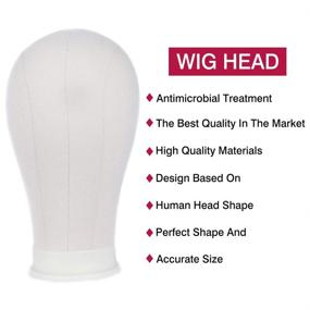 img 4 attached to 🎭 Professional 23-Inch Canvas Block Head Set for Wig Making: Display and Style Wigs with Mount Hole and Stand