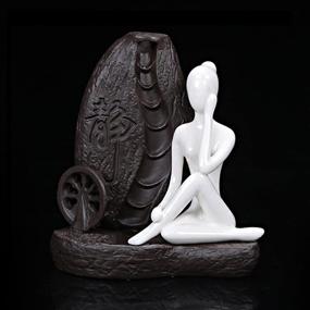 img 2 attached to 🏺 Enhance Your Home Decor with OTOFY Handmade Ceramic Incense Holder - Yoga Style 3: Figurine Incense Cone Holders, Unique Gift Decorations & Ornaments