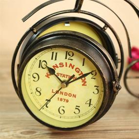 img 1 attached to 🚲 NEOTEND Handmade Vintage Bicycle Clock Bike Mute 2 Sided Table Clock: Stylish Timepiece with a Nostalgic Touch