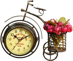 img 4 attached to 🚲 NEOTEND Handmade Vintage Bicycle Clock Bike Mute 2 Sided Table Clock: Stylish Timepiece with a Nostalgic Touch