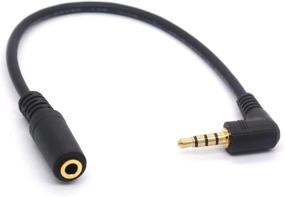 img 4 attached to 🔌 90° Right Angled 4 Pole 3.5mm TRRS Audio Stereo Cable Adapter Cord - Male to Female