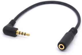 img 1 attached to 🔌 90° Right Angled 4 Pole 3.5mm TRRS Audio Stereo Cable Adapter Cord - Male to Female