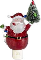 6.5 inch acrylic decorative holiday plug-in night-light featuring red santa claus and tree логотип