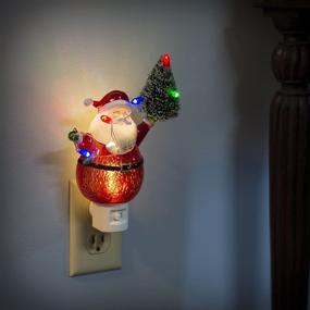 img 3 attached to 6.5 inch Acrylic Decorative Holiday Plug-in Night-light featuring Red Santa Claus and Tree