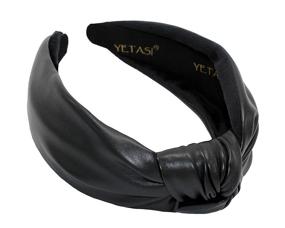 img 4 attached to 👑 YETASI Classy Black Headband: Unique Leather Knotted Headband for Women
