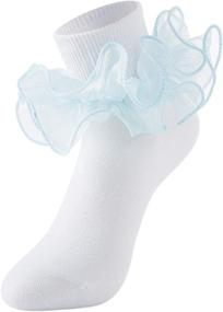 img 1 attached to Cute Double Ruffle Frilly Dress Socks for Girls - 5 Pack, Long Lasting and Easy to Wash!