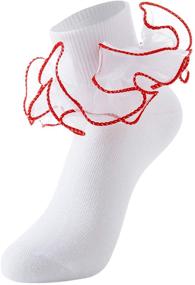 img 2 attached to Cute Double Ruffle Frilly Dress Socks for Girls - 5 Pack, Long Lasting and Easy to Wash!