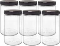 🍶 ljdeals 32 oz clear plastic jars: bpa free, wide mouth storage containers with lids - pack of 6, made in usa логотип