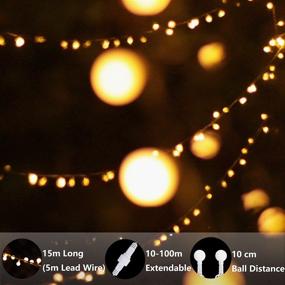 img 1 attached to 🌟 myCozyLite Plug in LED String Lights - 49Ft 100 LED Warm White Globe Lights with Timer, Waterproof for Indoor and Outdoor Use. Includes 30V Low Voltage Transformer. Extendable!