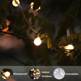 img 2 attached to 🌟 myCozyLite Plug in LED String Lights - 49Ft 100 LED Warm White Globe Lights with Timer, Waterproof for Indoor and Outdoor Use. Includes 30V Low Voltage Transformer. Extendable!