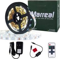 🌞 daylight white led strip rope lights - marreal with rf dimmer, 6000k, 16.4ft, 2835, 12v, 300leds, flexible tape for kitchen, tv, party, bedrooms - includes 2a ul power adapter логотип