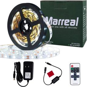 img 4 attached to 🌞 Daylight White LED Strip Rope Lights - Marreal with RF Dimmer, 6000K, 16.4ft, 2835, 12V, 300LEDs, Flexible Tape for Kitchen, TV, Party, Bedrooms - Includes 2A UL Power Adapter